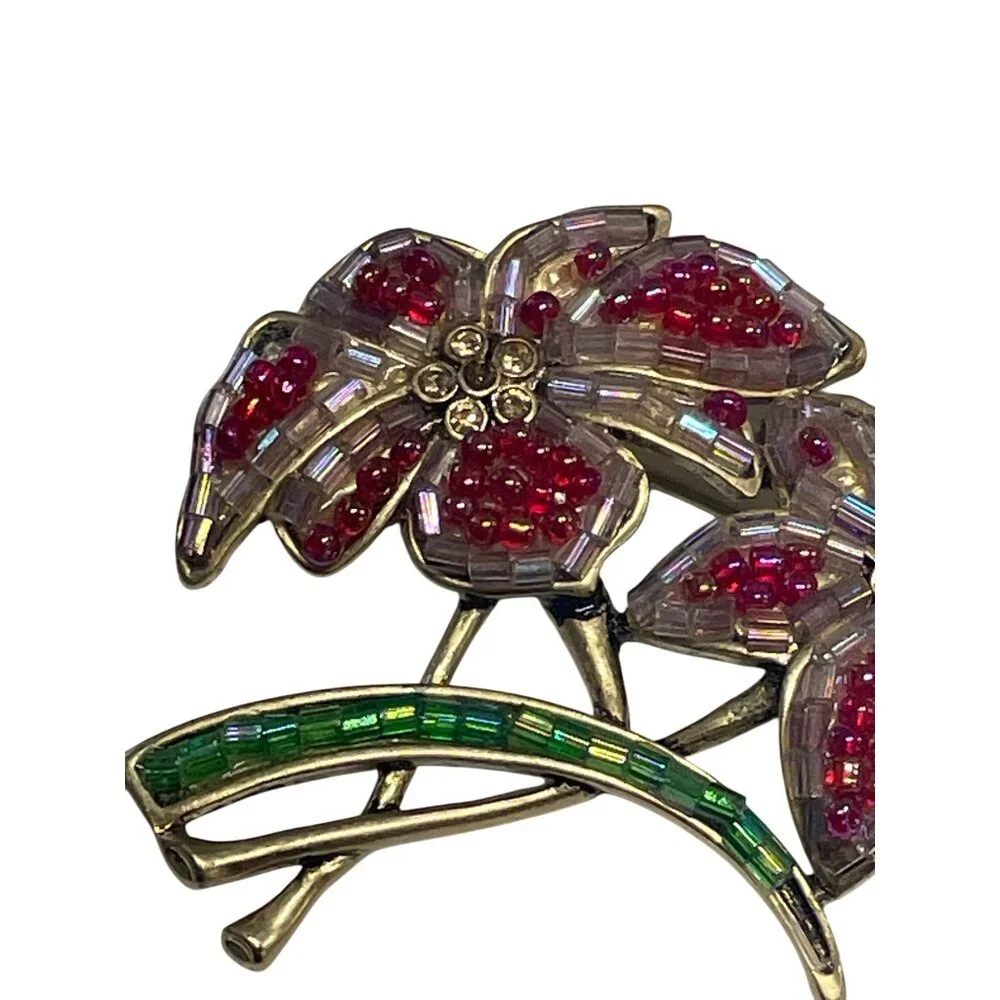 Vintage Liz Claiborne Flower‎ Cluster Brooch Beads